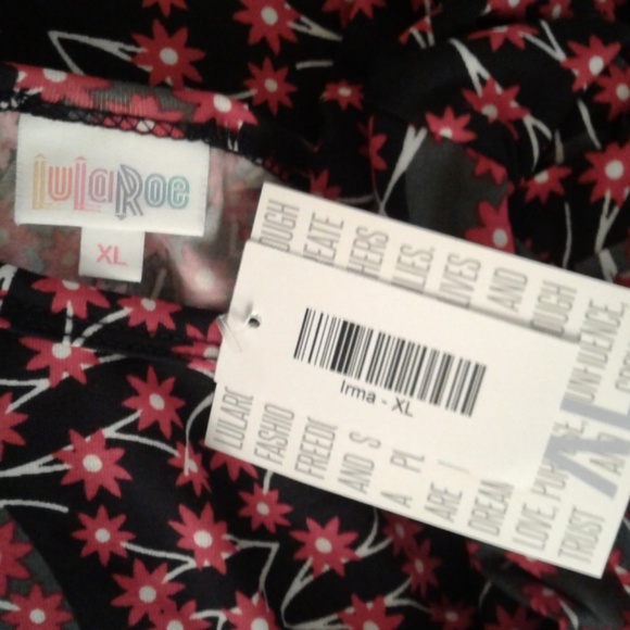 Lularoe XL Irma hi-low top red flowers NEW! - Picture 7 of 7